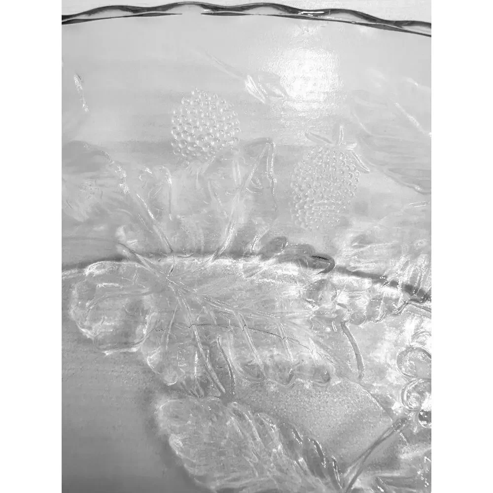 Anchor Hocking Heavy Glass Oval Embossed Grapes Leaves Berries Platter 17.75